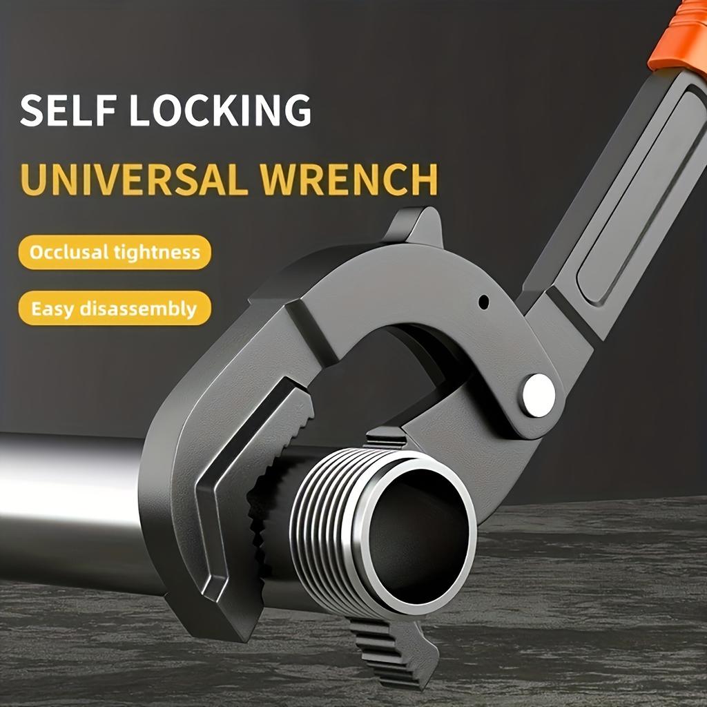 Adjustable Socket Pipe Wrench, Pointed Tail Universal Wrench with Auto Lock Design, Multi-Purpose Quick Pipe Repair Tool