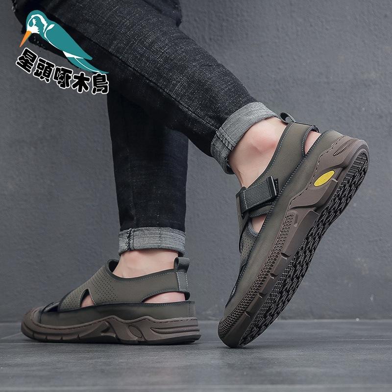 Men's shoes 2025 summer new hollow breathable driving dad soft bottom casual hole bag head sandals