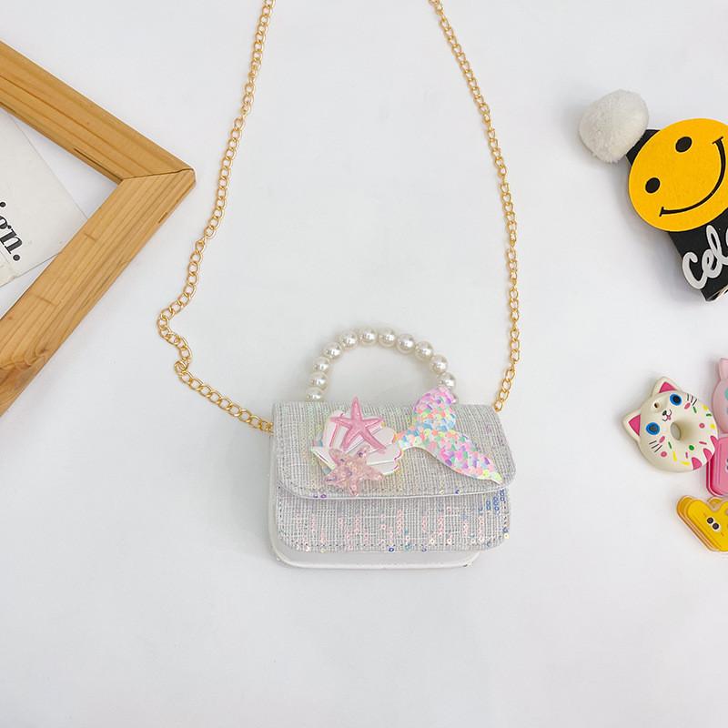Cute Autumn Mini Shoulder Bag For Girls Featuring Pearl And Sparkling Elements