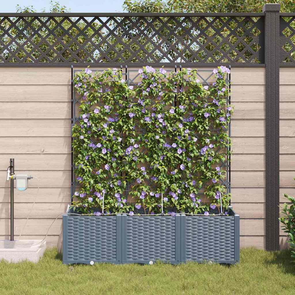 Garden Planter Set 3 Pcs Light Grey 120 X 40 X 142 Cm Plastic
