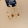 Autumn and Winter Tiger's Eye Stone Pendant Necklace Earrings Maillard Retro Temperament Jewelry Set Light Luxury High-end Jewelry Women