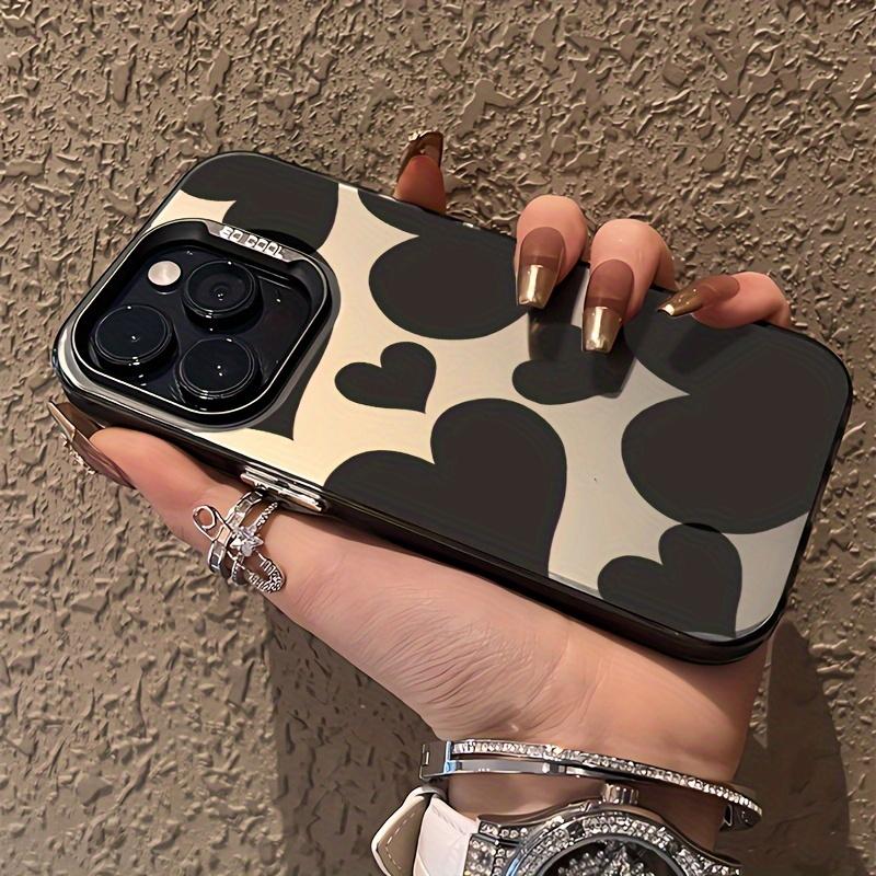 Full screen black heart-shaped mobile phone case suitable for iPhone 17 16 15 14 13 12 11 Pro/ Max/Plus anti-fall and shock