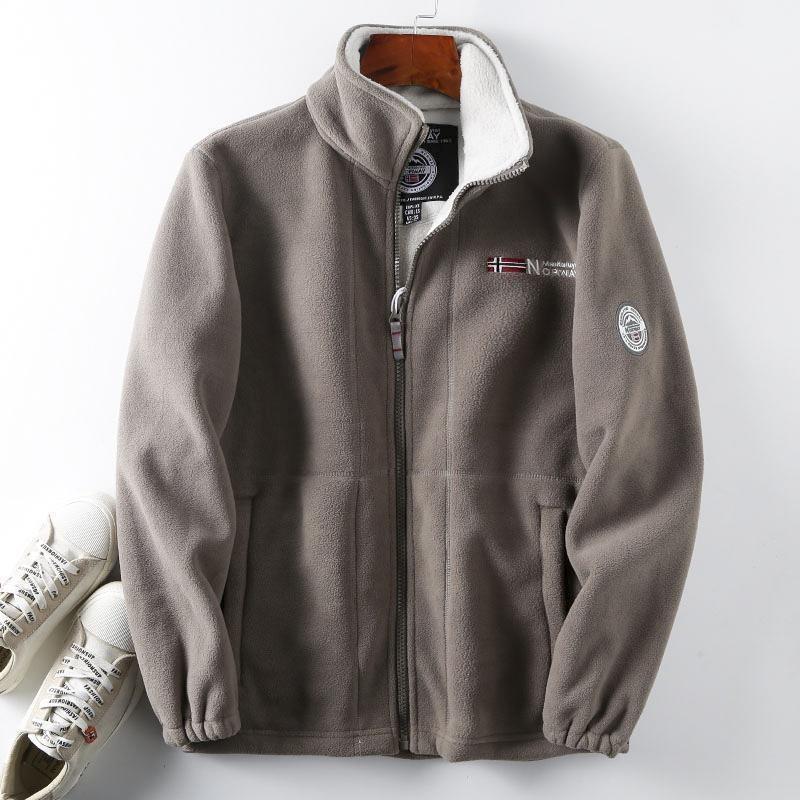 

Men s 2026 Autumn/Winter Embroidered Velvet Casual Jacket with Niche Design Double Extra Large хаки
