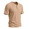 Men Retro Casual Ribbed Henley Short Sleeve Sports T Shirt