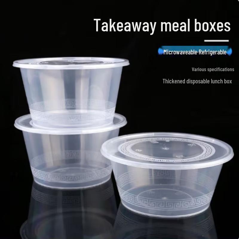 Ronghe Disposable Transparent Round Takeout Bowls with Lids