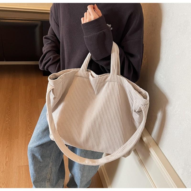 

Corduroy Bag Women s Fashionable Large-capacity Handbag All-matching Class Single-shoulder Cross-slung Tote 50x13x35 покинуть белый
