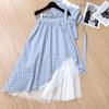 Women's Summer 2025 Floral Checkered Camisole & Irregular Midi Skirt Set