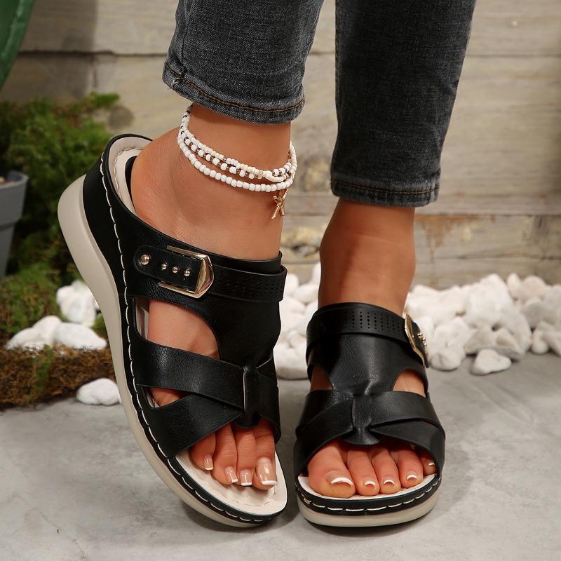 Thick-soled Slippers with Fish-mouthed Flat Heels and Beach Shoes
