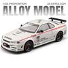 1/24 Nissan Skyline Ares GTR GT-R R34 Alloy Sports Car Model Diecast Metal Track Racing Car Vehicle Model Sound and Light Kids Toy Gift