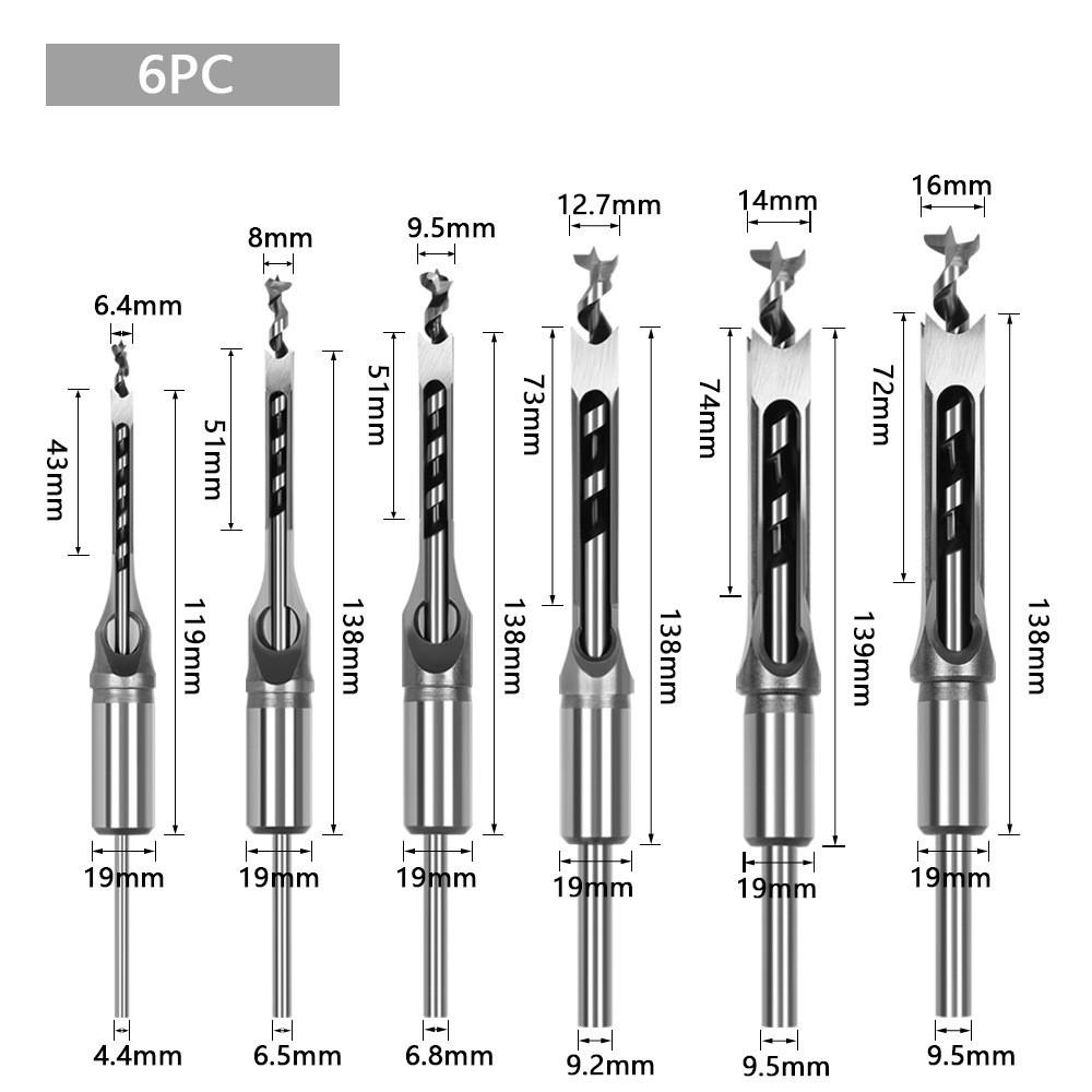 

Набор из 6 квадратных сверл-аугеров для пилы, долбежный стамеск для деревообработки