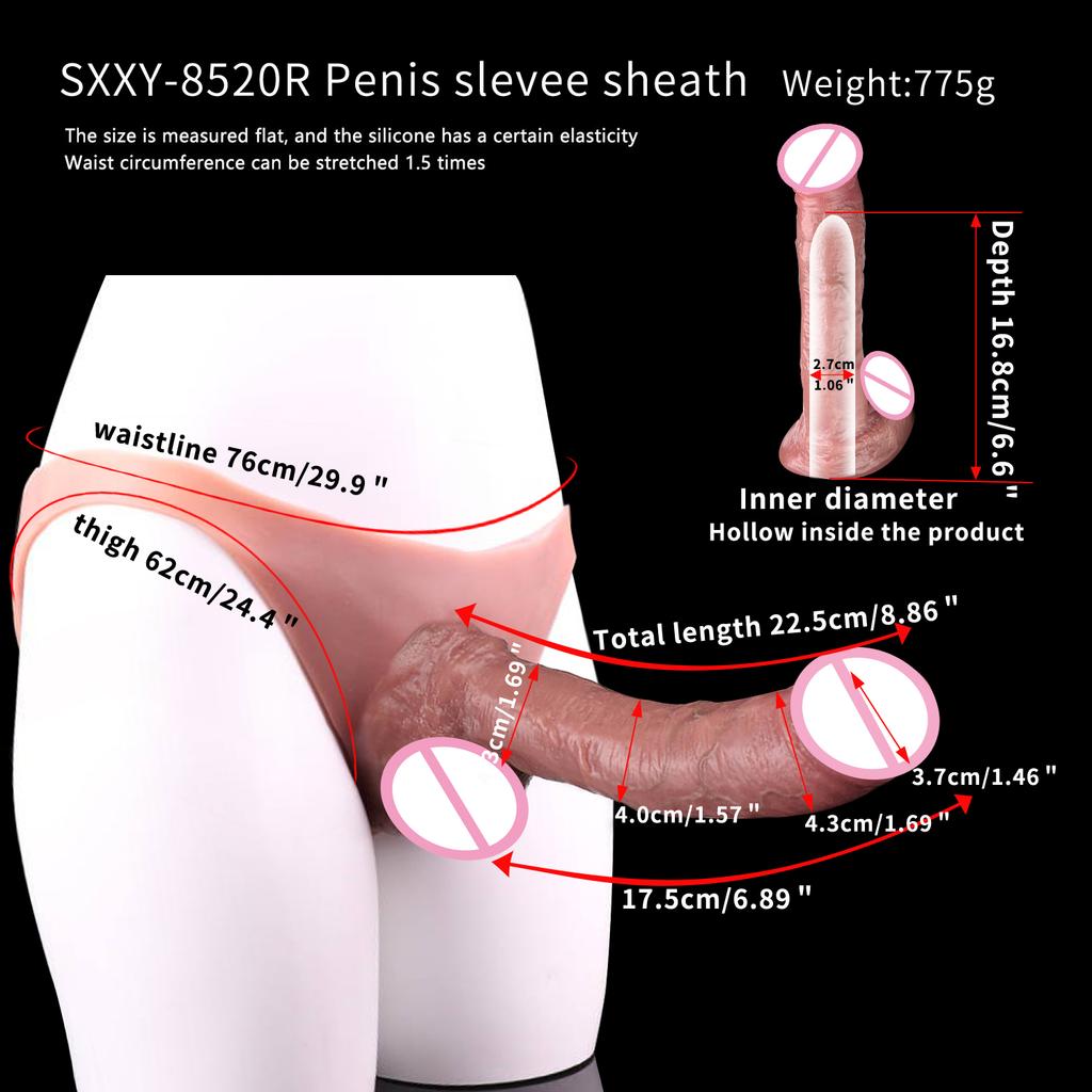SXXY Skin Feeling Briefs&Boxer shorts Pants With Large Hollow Dildo Realistic Male Strapon Penis Sleeve Adult Sex Game