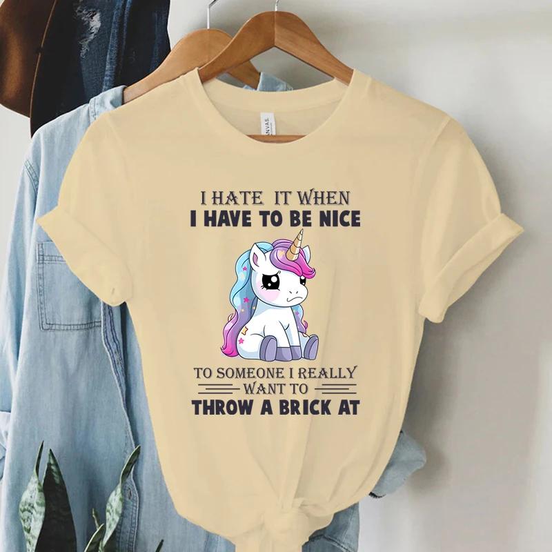 Cute Unicorn Graphic T Shirts Vintage Casual Tees New Fashion Harajuku Womens Clothing Y2k Grunge Tops Ladies Korean Tshirt