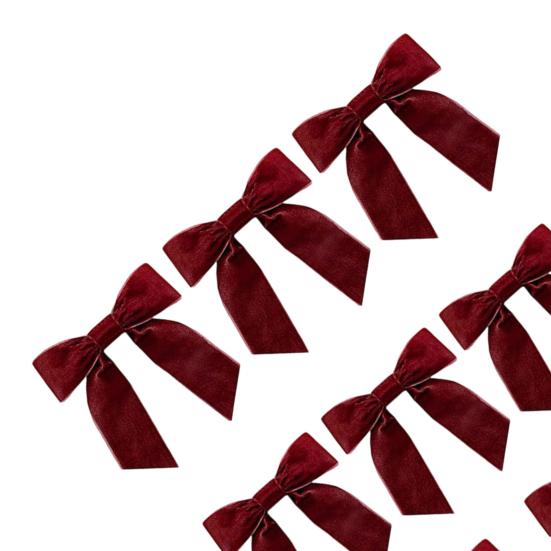 Easy Fix Bows with Cable Ties 10Pcs Velvet Christmas Bows, 11x12.5cm Large Ribbon Ornament Built-in Tie Decorative for Tree Xmas And Wreath Gift Box,