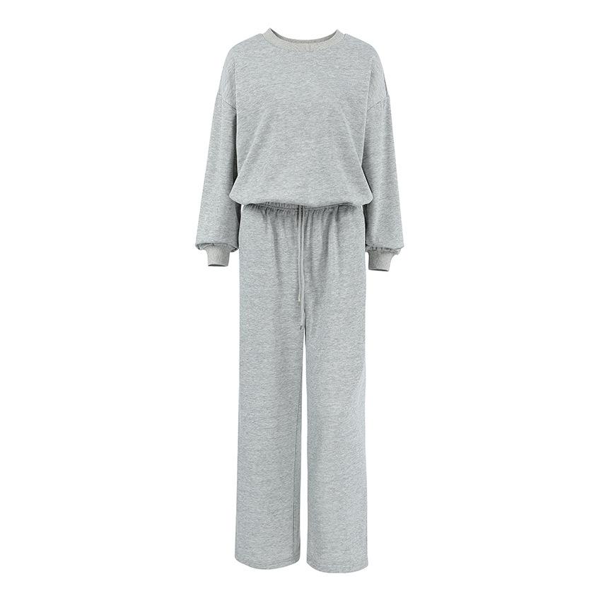 European and American fashion design sense gray knitted sports suit 1116 spring and summer new casual sweater trousers women