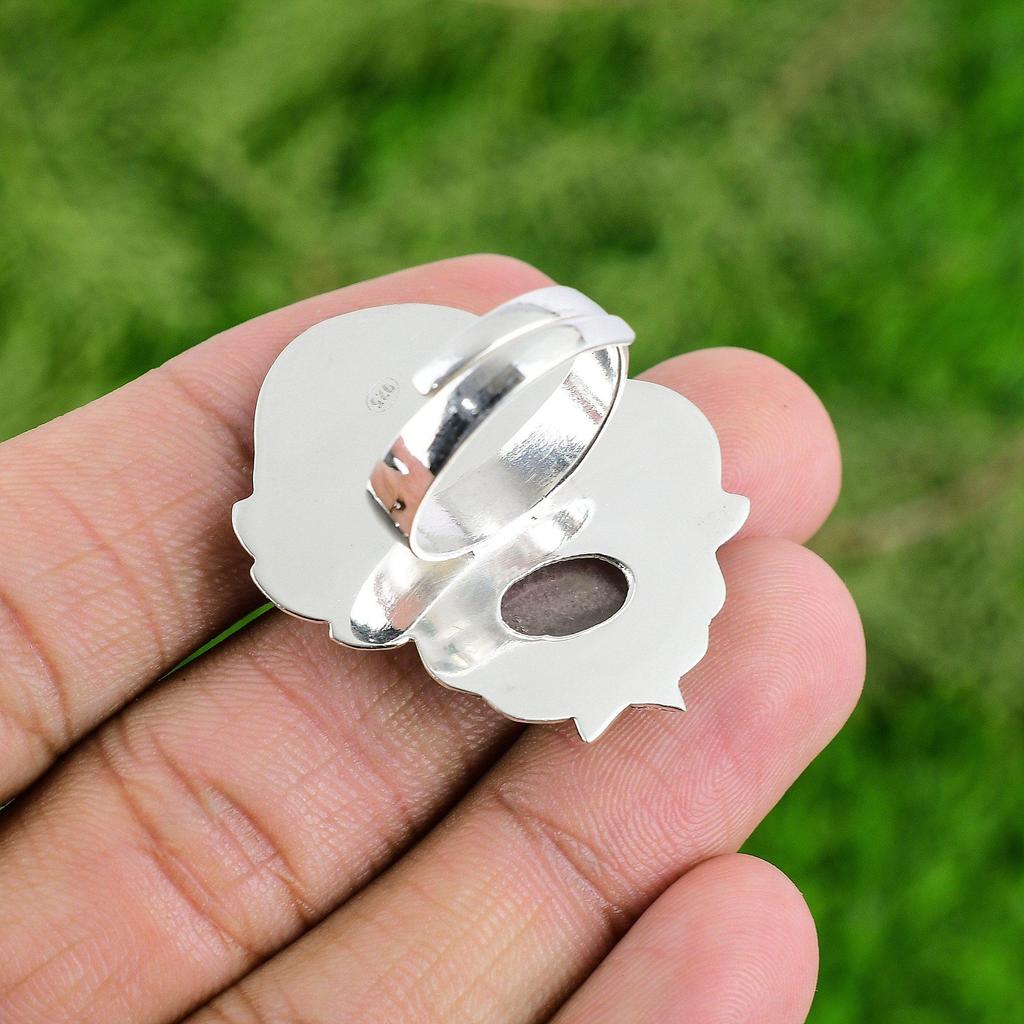 Oval Natural Aventurine Sterling Silver Bezel Wedding New Promise Statement Ring