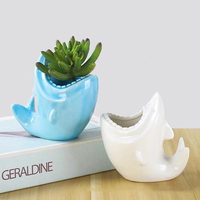 Ghiveci de flori în formă de rechin, jardineră, plante în ghiveci, decor pentru casă, vază ceramică, ornamente de birou, articole de grădinărit, ghiveci pentru plante suculente