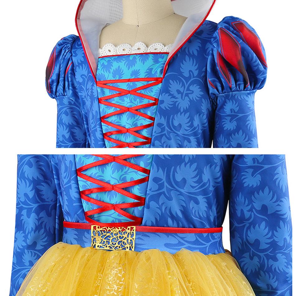 Snow White Dress For Girls Live Action Movie Role Playing Costume 2-12 Years Kids Luxury Elegant Gown Halloween Party Outfits