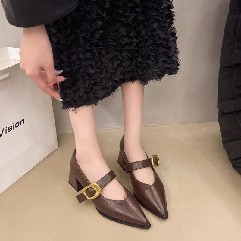 Fashion Design High Heeled Mary Jane 2025 NEW Pointed Toe Women Single Shoes PU Leather Comfort Spring Summer Dress Sexy Women's Shoes