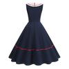 Retro Nautical-style Woven-strap Dress In a Hepburn-inspired Design, Featuring a Full Skirt and Mid-length Cut for a Sophisticated and Elegant Look