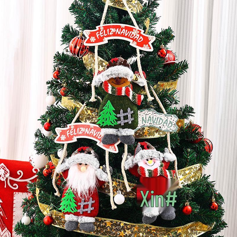 Christmas KT Fabric Santa Claus Hand-Raised Doll Pendant - Tree Ornament & Holiday Scene Decoration