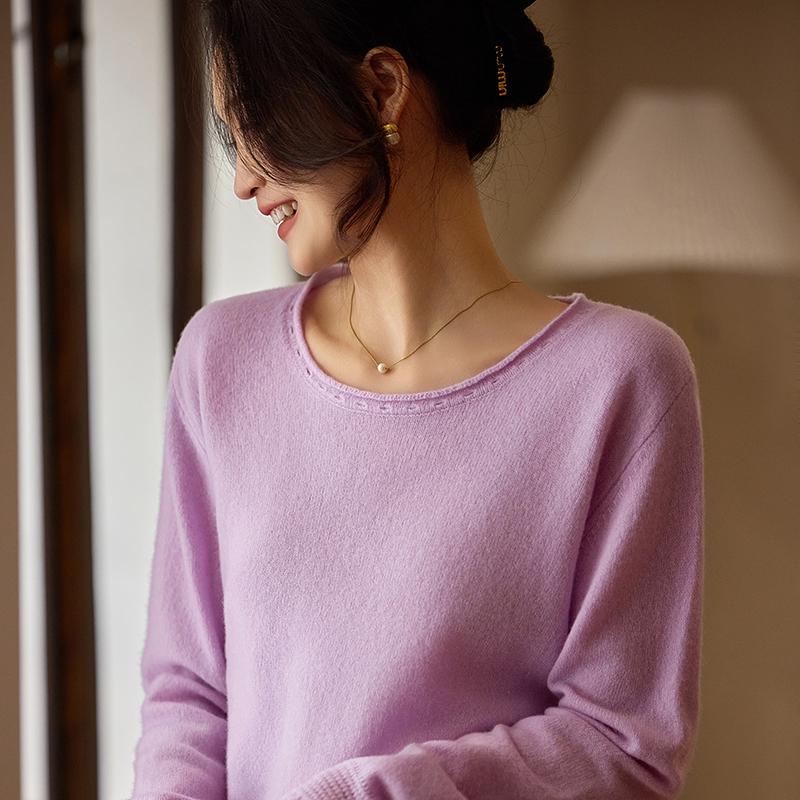 Women's Cashmere Sweater Qinghe Cashmere 30% Cashmere 70% Wool Autumn and Winter Pullover Warm and Fashionable