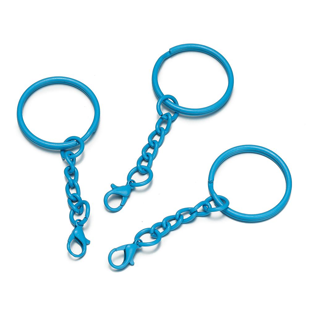 10pcs 25mm Colored Keyrings With Chains Lobster Clasps For DIY Jewelry Making Key Ring Connector Hooks Bags Buckle Accessories