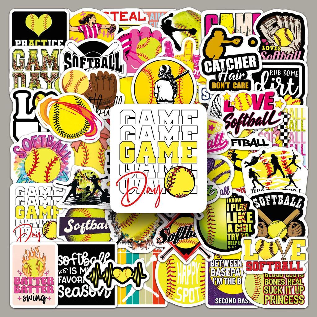 50 Trendy Baseball Sports Series Stickers for Helmets, Fridges, Laptops, and Water Bottles