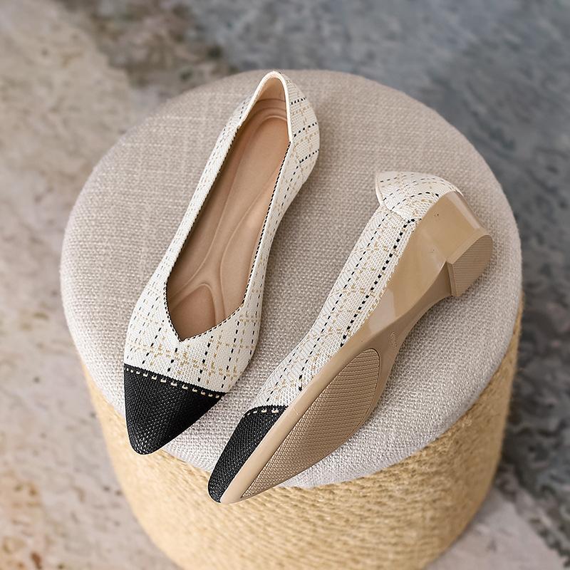 Fashion Women Wedge Increase Knitting Shoes Summer New Pointed Casual Slip On Comfortable Loafers Shoes Female Breathable Walking Shoes