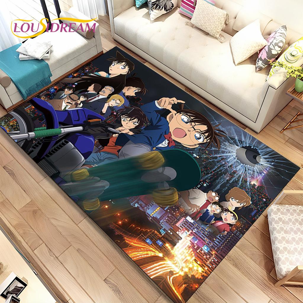 Anime Detektiv Conan Cartoon-Teppich, groß, Teppich für Wohnzimmer, Schlafzimmer, Sofa, Fußmatte, Dekoration, rutschfeste Bodenmatte für Kinder
