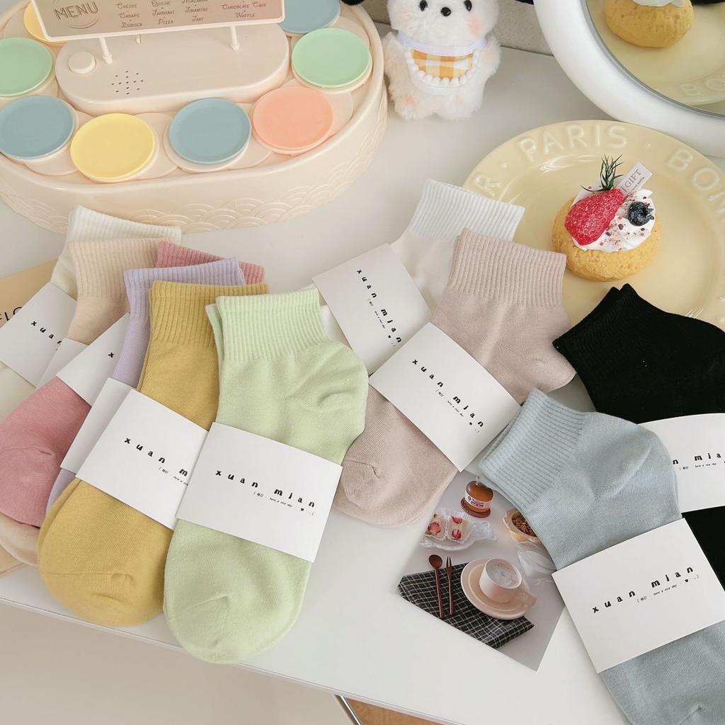 10 Pairs Pure Color Cotton Sports Socks Women  Short Socks for Women Candy Color Spring Autumn Sock