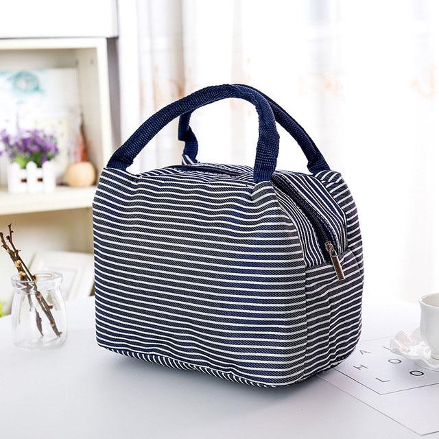 

Portable Waterproof Insulated Lunch Bag for Women And Girls - Cooler Work Travel Picnic Snack Bento Tote Kids Food Box темно-синий