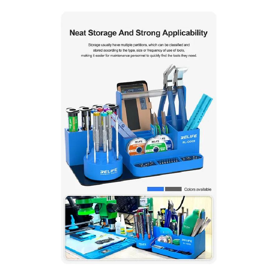 RELIFE RL-001H 360° Rotating Intelligent Repair Storage Rack Rotating Classified for Screwdriver Tweezers Parts Tin Wire Tools