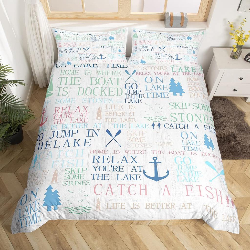 Nautical Bedding Set Full Size, Sailing Anchor Bed for Boys Teens,Ocea Comforter Cover Soft,Duvet Quilt Cover with 2 Pillowcases