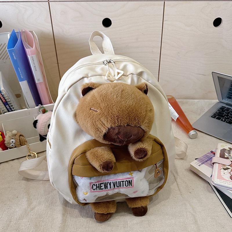 Cute capybara backpack women's large capacity ins design sense funny backpack soft girl girl junior high school student schoolbag