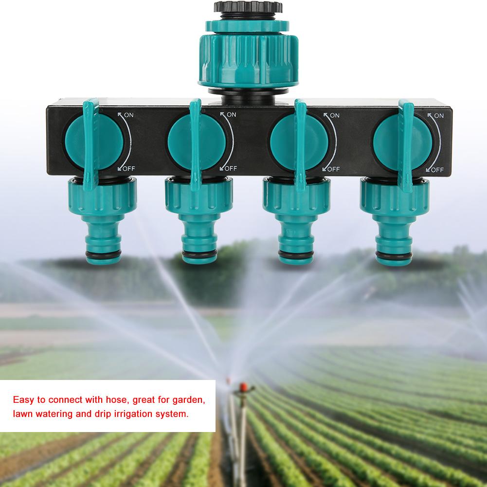4 Way Tap Hose Adapter,   Converts Faucet Water To 4 Outlets with Stop Valve, Great for Garden Watering, Easy Installation with