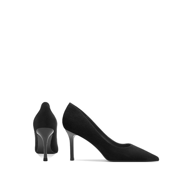 5CM/6CM/7CM/8CM High Quality Stiletto Heels Pumps Women Office Flock Pointed Toe Thin Heel Party Shoes Fashion Woman Shoes