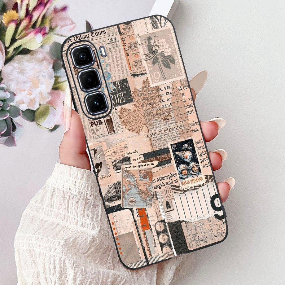 Soft Liquid Silicone Back Cover For Infinix Smart 9 HD Phone Case Infinix Hot 50 Pro+ Pro Plus Marble Gothic Style Cartoon Funda