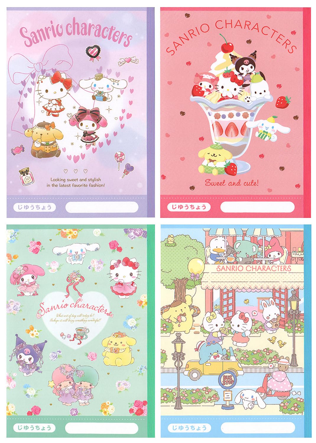 Бумага Yamano Sanrio Бесплатно Sanrio 4 тетради, Однотонные, Персонажи, Книги, M/X, 4PNB-X