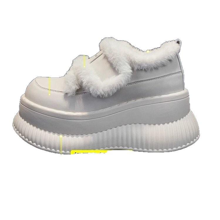 Skinny and heightening cotton shoes, piled and thickened in winter, new thick-soled heightening child, fluffy thick-soled snow boots