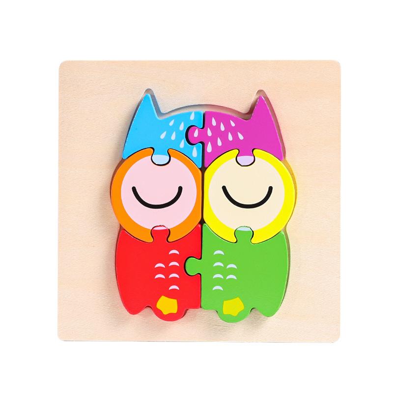 Wooden 3D Three-Dimensional Puzzle Children'S Educational Toys Infant Montessori Early Education Intellectual Development Puzzle Board
