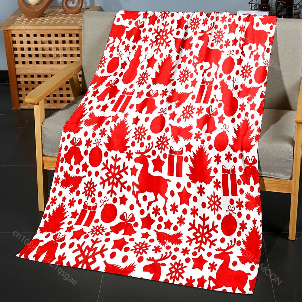 

1PC Christmas Elements and Patterns Blanket Flannel Material Soft Warm for All Seasons Home Outdoor Camping Picnics RV 75x90cm