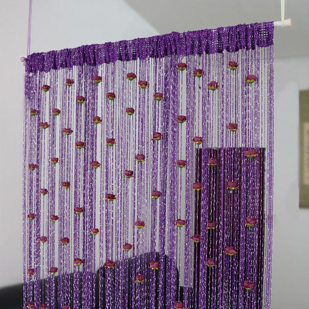 Shiny Door Curtain Room Divider Tassel Window Curtain Rose Flower String Curtain  Home Decor