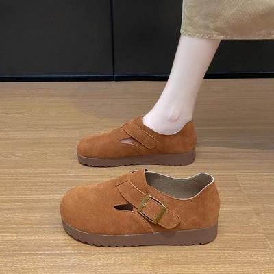 2024 New Style Versatile Solid Color Round Toe Flat Bottom Comfortable Shallow Mouth Slip-on Spring and Autumn Women's Shoes