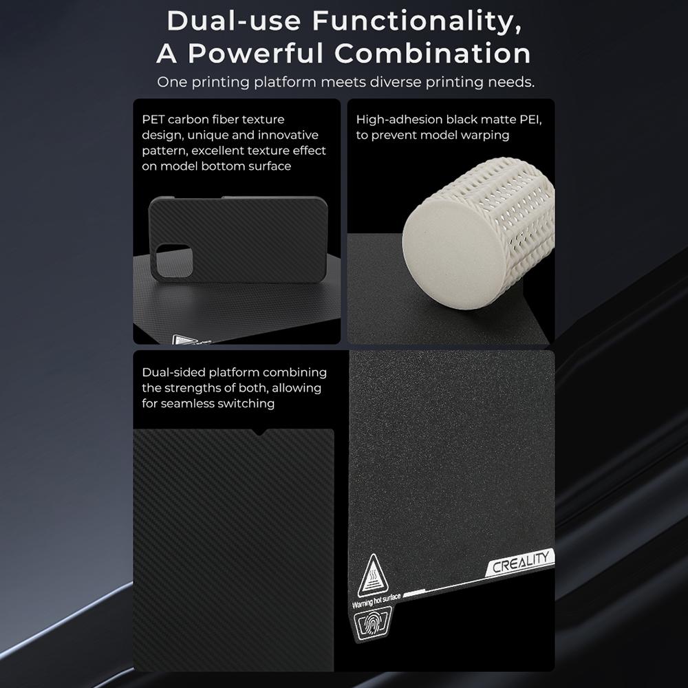 Creality K1 Max DualSided Printing Platform Board Kit (Uten myk magnetisk klistremerke)  Glanset PET