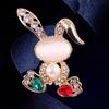 For Women Luxury Exquisite Suit Accessories Korean Style Brooch Rhinestone Pins Rabbit Brooch