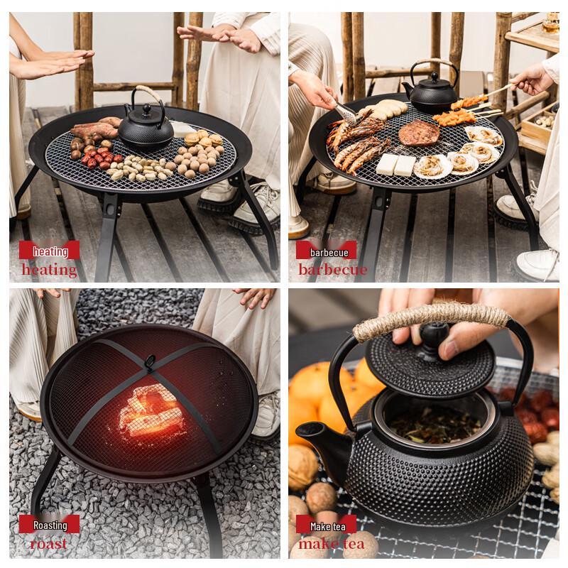 OEING Portable Outdoor Folding Tea Ceremony Fire Pit & BBQ Grill Set 1