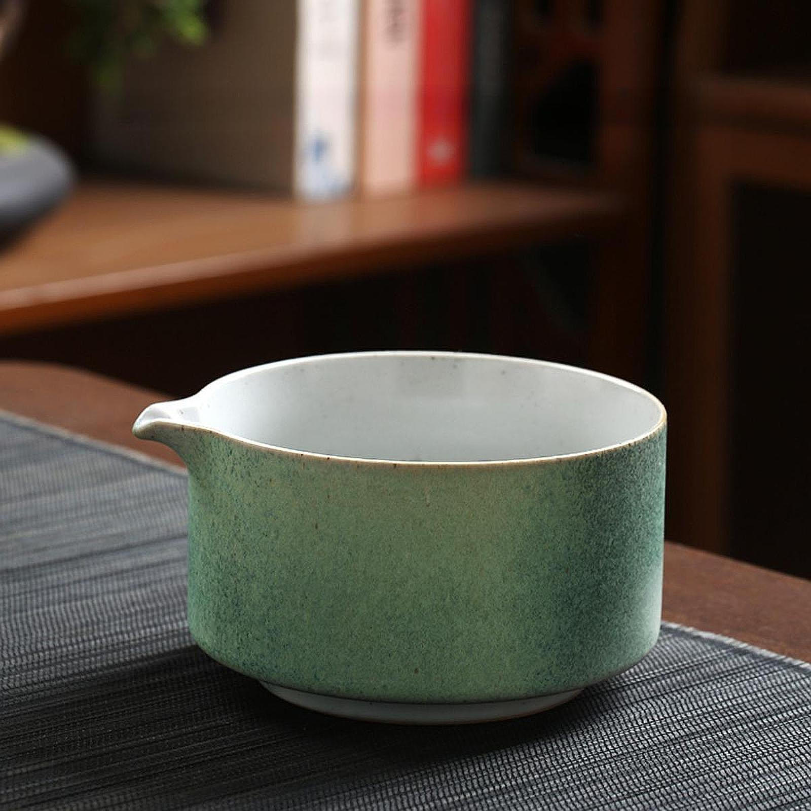 

Ceramic Bowl Handmade Traditional Porcelain Tea Mixing for Japanese Matcha Preparation циан