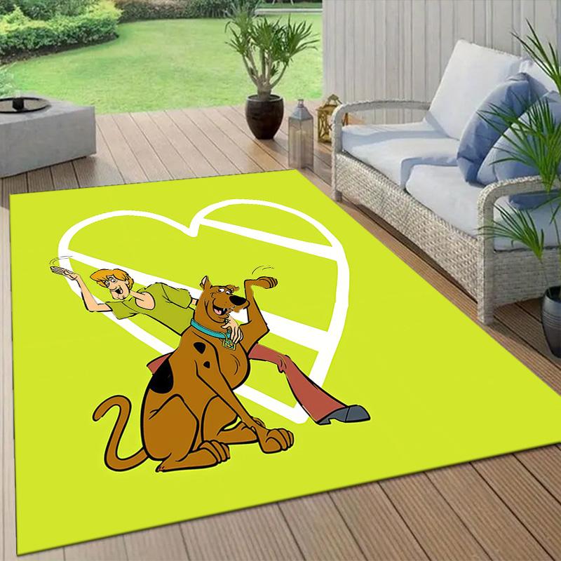 Scooby Flannel Pattern Square Carpet,Area Rug,Carpet Rug for Living Room Bedroom Sofa Playroom Decor,Non-slip Floor Mat