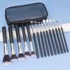 15-Piece Black & Silver Makeup Brush Set: Powder, Blush, Eyeshadow, Eyebrow & Highlighter Brushes with Soft Bristles