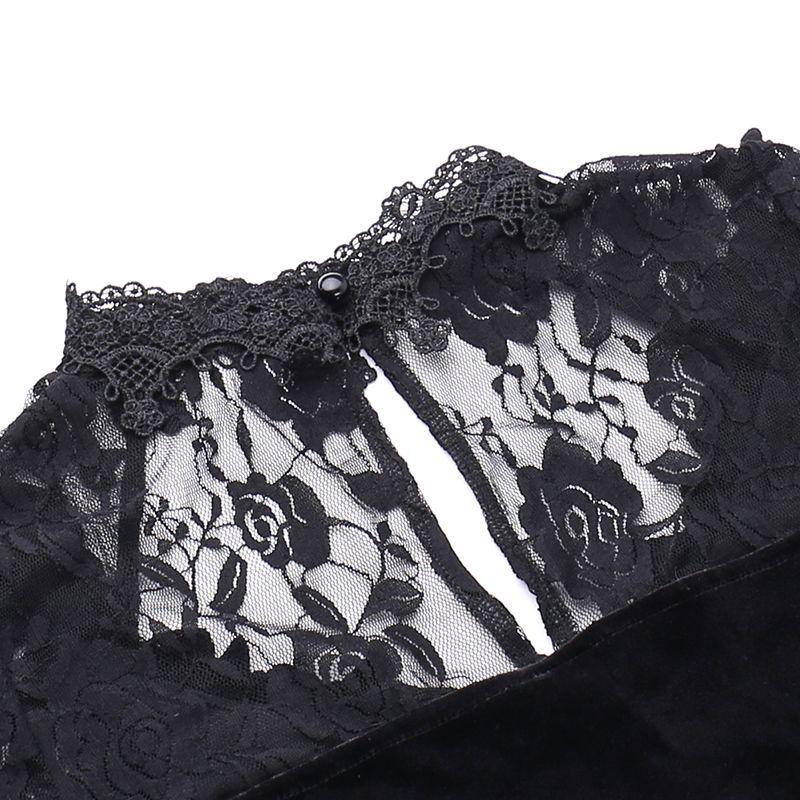 Women's Gothic Lace Long-Sleeve Halloween Mermaid Dress